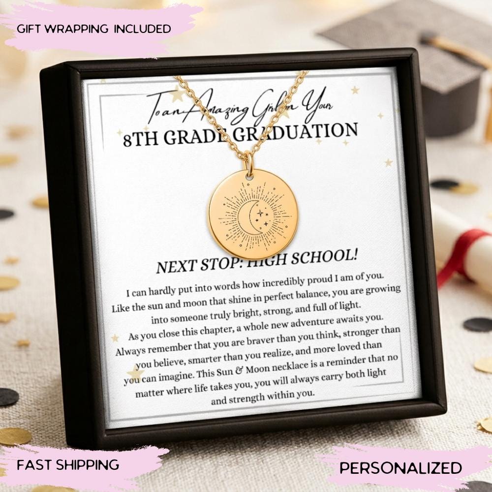 8th Grade Graduation Silver Necklace for Girls, Meaningful Middle School Graduation 2026 Gift Ideas, End Of School Jewelry