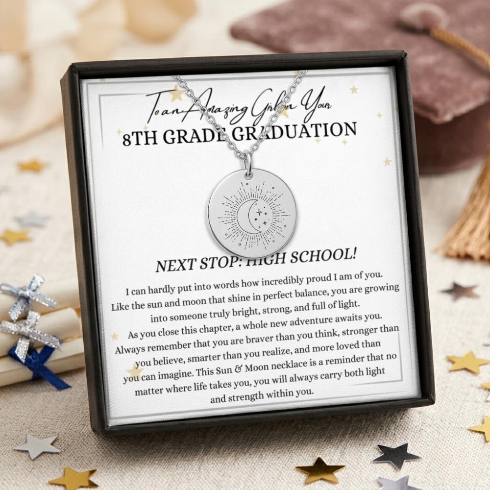 8th Grade Graduation Silver Necklace for Girls, Meaningful Middle School Graduation 2026 Gift Ideas, End Of School Jewelry