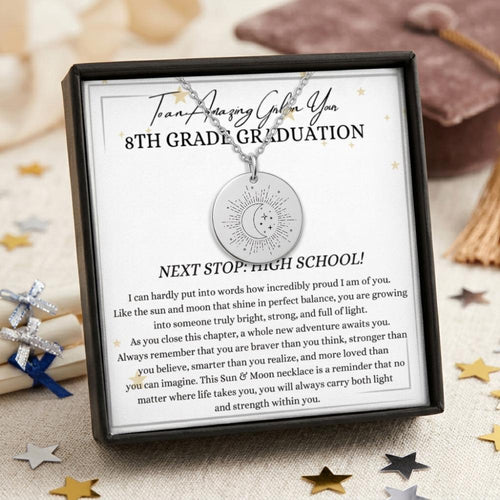 8th Grade Graduation Silver Necklace for Girls, Meaningful Middle School Graduation 2026 Gift Ideas, End Of School Jewelry